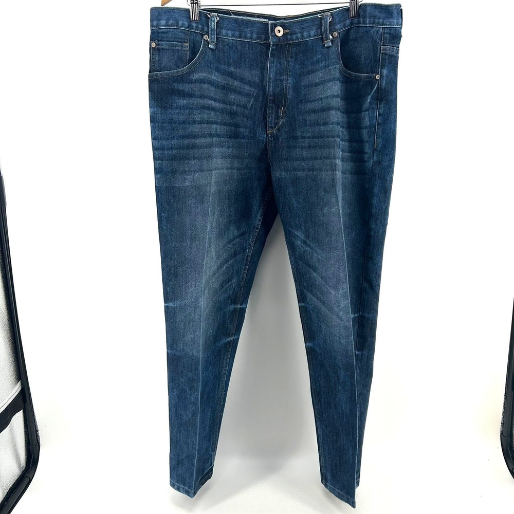 Six Lincoln Mens Straight Fit Dark Wash Blue Denim Jeans 40x30 Cotton Blend - Picture 3 of 4